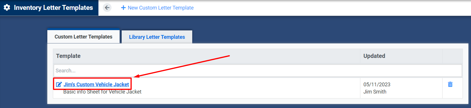 Inventory Letters Settings – AutoManager