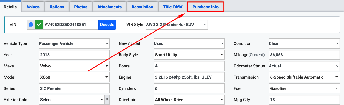 Vehicle Costs- Purchase Info tab.png
