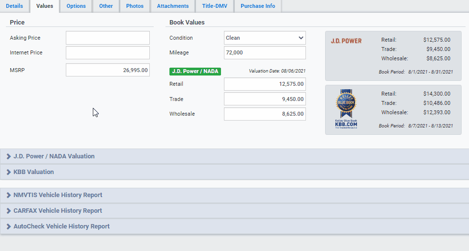 Running Vehicle History Reports AutoManager