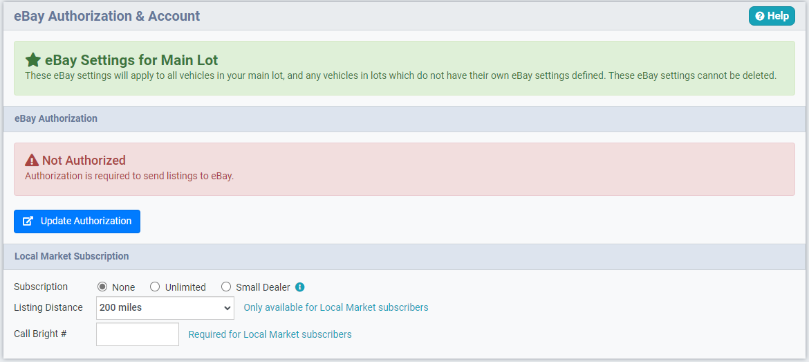 eBay Authorization & Account Settings AutoManager